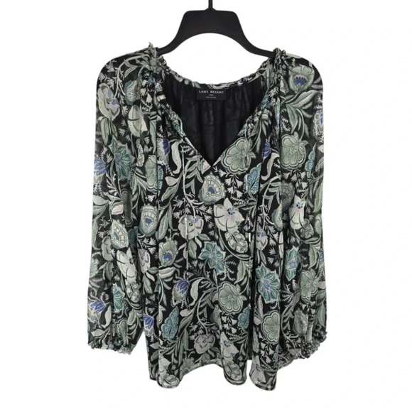 {Lane Bryant} Lurex Ruffle-Detail V-Neck Blouse - Size 14/16 - Picture 4 of 14